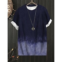 Femme Grande taille Hauts T shirt Tee Dégradé de Couleur Imprimer Manches Courtes Ras du cou Vêtement de rue du"idien Des sports Jersey de coton et spandex Printemps Eté Gris Vin / Grande Taille miniinthebox