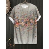 Femme Grande taille Hauts T shirt Tee Floral Imprimer Manches Courtes Ras du cou Vêtement de rue du"idien Des sports Jersey de coton et spandex Printemps Eté Gris Violet / Grande Taille miniinthebox