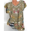 Femme Grande taille Hauts T shirt Tee Floral Imprimer Manches Courtes Ras du cou Vêtement de rue du"idien Des sports Jersey de coton et spandex Printemps Eté Vert Violet / Grande Taille miniinthebox