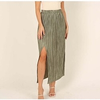 Femme Jupe longue Midi Polyester Noir Rose Claire Vert Jupes Plissé Pointes fourchues basique Casual"idien S M L miniinthebox