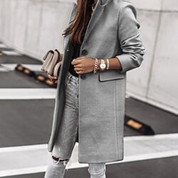 Femme Manteau Chaud Respirable Extérieur du"idien Sortie Poche Boutonnage Simple Col rabattu Le style mignon Casual Style de rue Couleur unie Standard Vêtements d