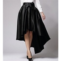 Femme Mode Jupes Bureau / Carrière du"idien Couleur Pleine Plissé Noir Rouge S M L miniinthebox