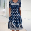 Femme Robe décontractée Robe Longueur Genou Bleu de minuit Manches Courtes Floral Poche Imprimer Printemps Eté Col Rond Décontractée 2022 S M L XL XXL 3XL miniinthebox