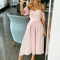 Femme Robe de fête Robe mi-longue Rose Claire Blanche Bleu clair Sans Manches Couleur unie Fendu Ruché L