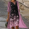 Femme Robe Deux Pièces Robe Longueur Genou Bleu Gris Violet Rose Claire Demi Manches Floral Imprimer Printemps Eté Col en V à la mode Elégant Décontractée 2022 S M L XL XXL miniinthebox