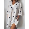 Femme Robe Droite Robe courte courte Blanche Gris Bleu clair Manches 3/4 Pois Imprimer L