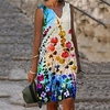 Femme Robe Droite Robe Longueur Genou Blanche Rouge Bleu clair Sans Manches Floral Imprimer Printemps Eté Col en V Décontractée 2022 S M L XL XXL 3XL 4XL 5XL miniinthebox