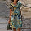 Femme Robe Droite Robe Longueur Genou Bleu Manches Courtes Floral Imprimer Printemps Eté Col en V à la mode Décontractée 2022 S M L XL XXL 3XL miniinthebox