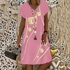 Femme Robe Droite Robe Longueur Genou Noir Rose Claire Vin Fuchsia Bleu de minuit Manches Courtes Pois Rayé Géométrique Imprimer Printemps Eté Col en V Décontractée 2022 S M L XL XXL 3XL miniinthebox