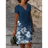 Femme Robe Droite Robe Longueur Genou Vert Bleu Manches Courtes Floral Imprimer Printemps Eté Col en V basique Décontractée 2022 S M L XL XXL 3XL / 3D effet miniinthebox