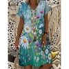 Femme Robe Droite Robe Longueur Genou Vert Manches Courtes Floral Imprimer Imprimer Eté Col en V Décontractée 2022 S M L XL XXL 3XL / 3D effet miniinthebox