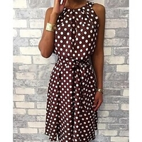 Femme Robe Fourreau Robe Longueur Genou Vert Noir Vin Gris Bleu Marine Jaune Sans Manches Pois Bijoux chaud Elégant Mince S M L XL XXL 3XL 4XL 5XL miniinthebox
