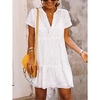 Femme Robe T shirt Robe courte courte Blanche Manches Courtes Couleur unie Dentelle Eté Col en V Décontractée 2022 S M L XL XXL miniinthebox