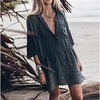 Femme Robe Trapèze Robe courte courte Blanche Gris Foncé Manches 3/4 Couleur unie A Volants Printemps Eté Col de Chemise Casual Ample 2022 S M L XL XXL XXXL miniinthebox