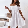Femme Robe Trapèze Robe courte courte Blanche Noir Beige Manches Courtes Couleur unie Dos Nu Ruché Eté Epaules Dénudées Casual 2022 S M L XL miniinthebox