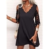 Femme Robe Trapèze Robe courte courte Blanche Noir Bleu Marine Demi Manches Couleur monochrome Ouvert Dentelle Printemps Eté Col en V à la mode Années 1920 Décontractée 2022 S M L XL XXL 3XL 4XL 5XL miniinthebox