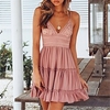Femme Robe Trapèze Robe courte courte Blanche Rose Claire Rouge Sans Manches Couleur monochrome Dos Nu Ruché A Volants Printemps Eté V Profond à la mode Casual Vacances Mince 2022 S M L XL miniinthebox