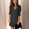 Femme Robe Trapèze Robe courte courte Bleu Noir Gris Bleu Marine Demi Manches Couleur unie Ruché L