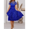 Femme Robe Trapèze Robe courte courte Bleu Noir Rouge Manches Courtes Couleur unie Couleur monochrome Brodée Dentelle Printemps Eté Col Rond Elégant Romantique Rétro Vintage Soirée Mince 2022 S M L miniinthebox