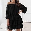 Femme Robe Trapèze Robe courte courte Bleu Noir Violet Rose Claire Kaki Rouge Manches 3/4 Couleur unie Ruché Printemps Eté Epaules Dénudées Décontractée Moderne 2022 S M L XL XXL miniinthebox