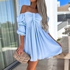 Femme Robe Trapèze Robe courte courte Noir Rose Claire Beige Bleu clair Manches Longues Couleur unie Patchwork L
