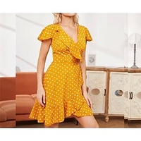 Femme Robe Trapèze Robe courte courte Vert Noir Jaune Rouge Sans Manches Pois Imprimer Printemps Eté Col en V Décontractée 2022 S M L XL miniinthebox