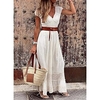 Femme Robe Trapèze Robe longue maxi Blanche Manches Courtes Couleur unie Dentelle Printemps Eté Col en V Elégant Décontractée 2022 S M L XL XXL 3XL miniinthebox