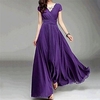 Femme Robe Trapèze Robe longue maxi Blanche Noir Violet Vin Rouge Manches Courtes Couleur monochrome Ruché Printemps Eté Col V Elégant Moderne Mince 2022 S M L XL XXL 3XL 4XL 5XL / Robe de fête miniinthebox