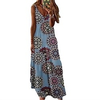 Femme Robe Trapèze Robe longue maxi Vert Bleu Blanche Noir Rose Claire Vin Fuchsia Bleu Poudré Bleu Roi Rouge Sans Manches Floral Printemps Eté Col en V Décontractée 2022 S M L XL XXL 3XL 4XL 5XL miniinthebox