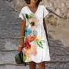 Femme Robe Trapèze Robe Longueur Genou Blanche Manches Courtes Floral Imprimer Eté Col en V Décontractée 2022 S M L XL XXL 3XL miniinthebox