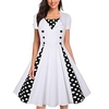 Femme Robe Trapèze Robe Longueur Genou Blanche Rouge Manches Courtes Pois Patchwork Imprimer L