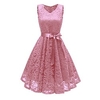 Femme Robe Trapèze Robe Longueur Genou Rose Claire Vin Gris Bleu Marine Beige Sans Manches Couleur unie Dentelle Noeud L