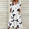 Femme Robe Trapèze Robe mi-longue Blanche Manches Courtes Floral Poche Imprimer Printemps Eté Col en V à la mode Décontractée 2022 S M L XL XXL miniinthebox