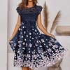 Femme Robe Trapèze Robe mi-longue Bleu Marine Manches Courtes Floral Imprimer Printemps Eté Col Ras du Cou Elégant Moderne Ample 2022 S M L XL XXL 3XL miniinthebox