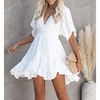 Femme Robe Évasée Robe courte courte Vert Blanche Manches Courtes Couleur unie Multirang Lacet A Volants Printemps Eté V Profond Casual Vacances 2022 S M L XL XXL 3XL miniinthebox