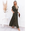 Femme Robe Évasée Robe longue maxi Armée verte Rouge rouille orange Blanche Noir Manches Courtes Couleur unie L