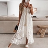 Femme Robe Évasée Robe longue maxi Blanche Beige Sans Manches Imprime Brodée Dentelle Printemps Eté Col V Casual Bohème 2022 S M L XL XXL miniinthebox