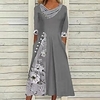Femme Robe Évasée Robe mi-longue Vert Bleu Gris Demi Manches Floral Fendu Imprimer Printemps Eté Col en V à la mode Décontractée 2022 S M L XL XXL 3XL miniinthebox