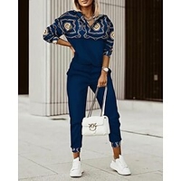 Femme Sweat-shirt Survêtement Ensembles de pantalons Actif Vêtement de rue Bleu Sport extérieur Casual Graphic Imprimer Capuche S M L XL XXL miniinthebox