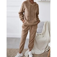 Femme Sweat-shirt Survêtement Ensembles de pantalons Actif Vêtement de rue Marron Sport extérieur Casual Couleur unie Capuche S M L XL XXL miniinthebox