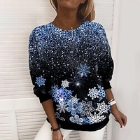 Femme Sweat-shirt Sweat Scintillant Motif de flocon de neige Pailleté Imprimer Décontractée Des sports 3D effet Actif Vêtement de rue Pulls Capuche Pulls molletonnés Vert Bleu Violet miniinthebox