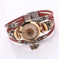 femmes montre en cuir premium triple bracelet montre papillon charme montre-bracelet de mode montre à quartz pour les femmes analogique quartz casual miniinthebox