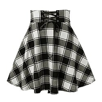 femmes une ligne plissée patineuse jupes noël pom-pom girl taille haute plaid évasé noir et blanc rouge s m l xl xxl miniinthebox
