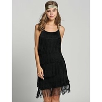 Gatsby le magnifique Charleston Les rugissantes années 20 Années 1920 Vingtaine Robe de cocktail Robe vintage Eté Robe à clapet Costume de fête Bal Masqué Robe de bal Femme Franges Costume Argent miniinthebox