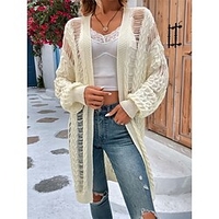 Gilet Cardigan Maille Femme torsadé Tricoter Tunique Troué Couleur unie Ouvrir le devant mode Casual Extérieur du"idien manche longue Printemps Eté Beige S M L miniinthebox