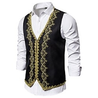 gilet Homme Bloc de Couleur Slim Polyester Pour des hommes Costume Blanche Noir Rouge Col en V miniinthebox