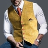 gilet Homme Gilet"idien Tartan Boutonnage Simple Standard Polyester Pour des hommes Costume Jaune Gris Col en V miniinthebox