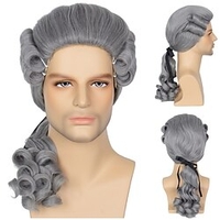 hair gray colonial wig mens powdered wig for cosplay juge avocat perruque drôle perruques miniinthebox