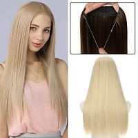 halo extension de cheveux longs cheveux synthétiques raides fil secret invisible extensions de cheveux de couronne cachée une pièce ligne de poisson pas de clips miniinthebox