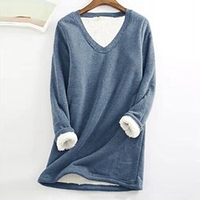 Hauts pour femmes polaire pull sweat uni manches longues col en v décontracté sherpa polaire sorties"idiennes polyester hiver automne vin bleu marine miniinthebox